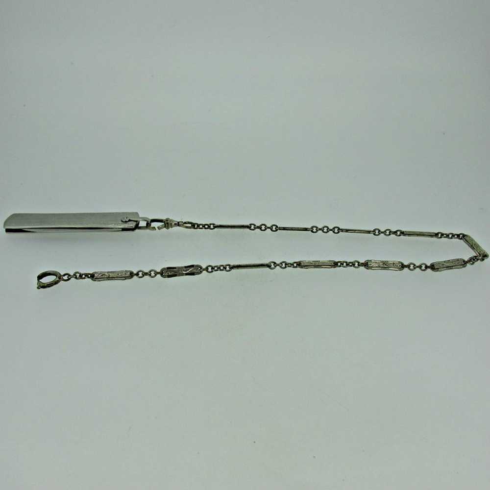 Antique Silver Tone Pocket Watch Chain with Silve… - image 3