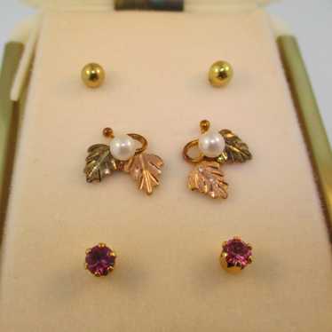 12k CCO Coleman 2 Leaf Jacket Earrings with 3 Pai… - image 1
