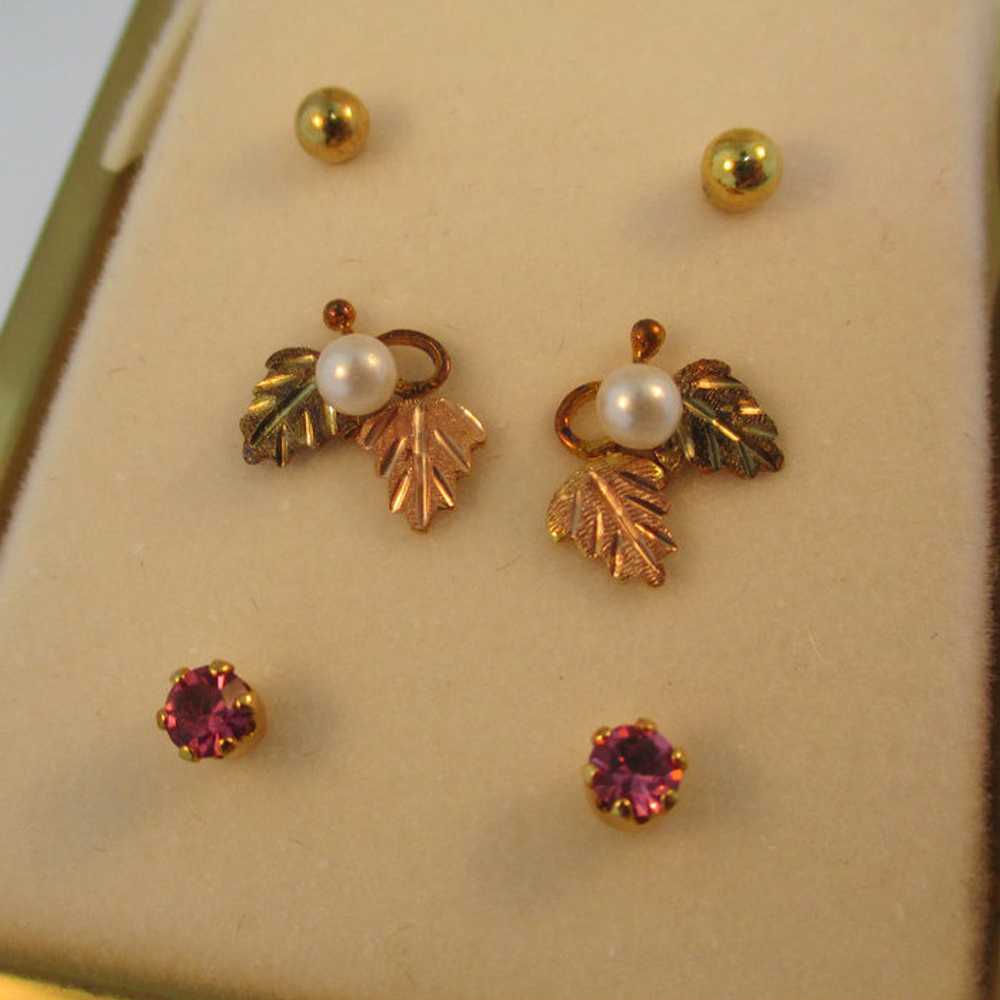 12k CCO Coleman 2 Leaf Jacket Earrings with 3 Pai… - image 3