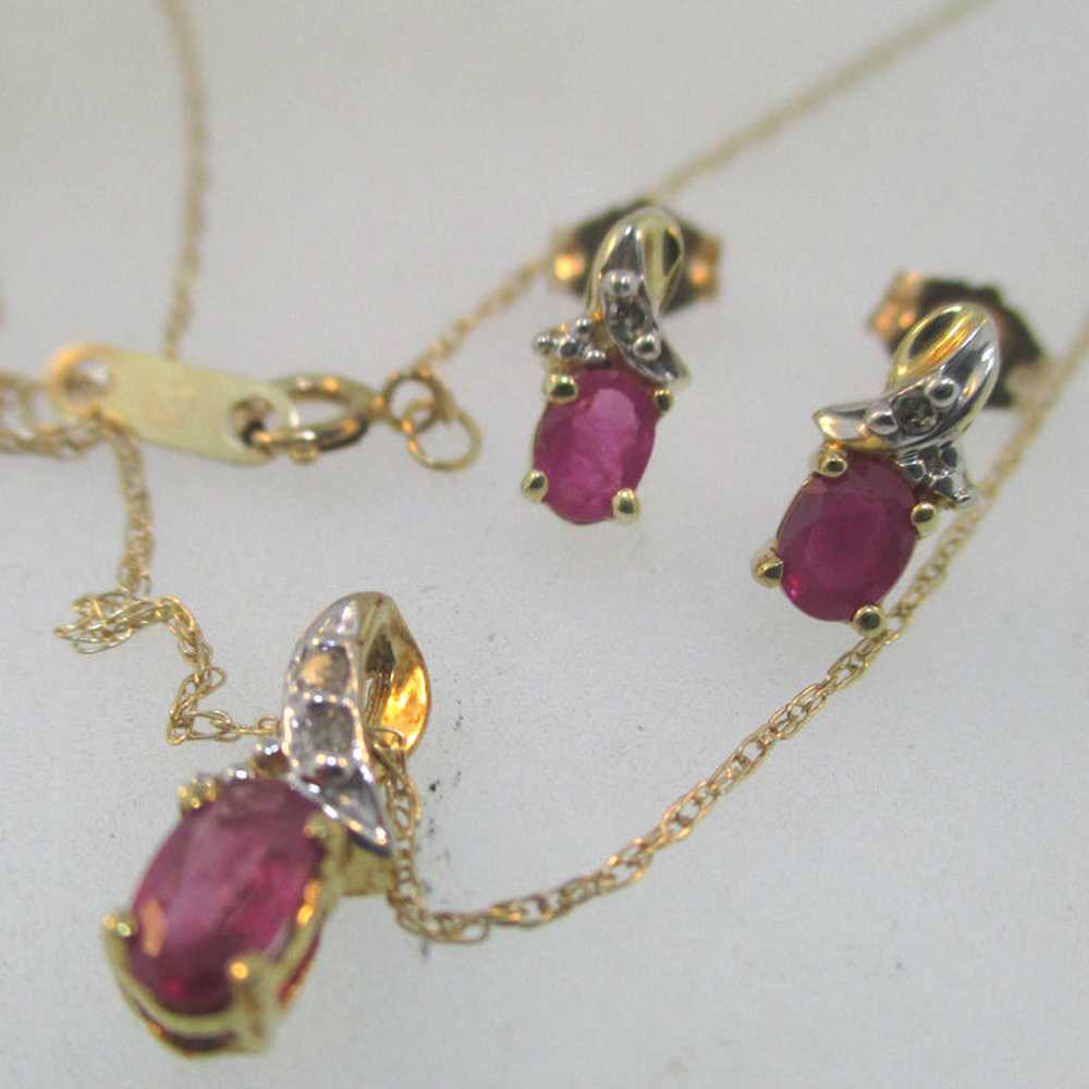 10k Yellow Gold Ruby and Diamond Necklace and Pen… - image 6