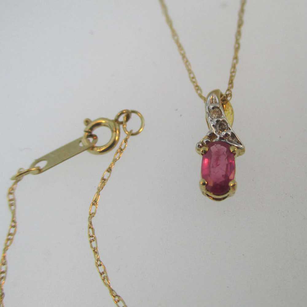 10k Yellow Gold Ruby and Diamond Necklace and Pen… - image 8