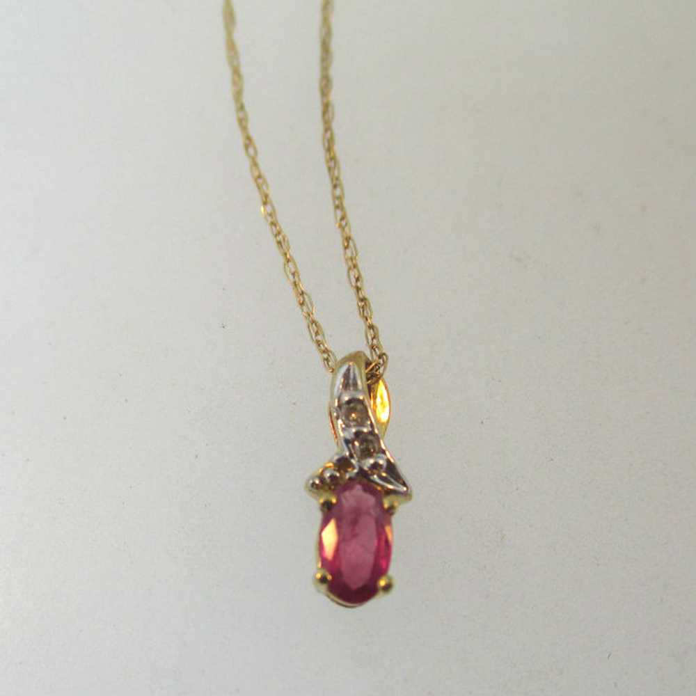 10k Yellow Gold Ruby and Diamond Necklace and Pen… - image 9