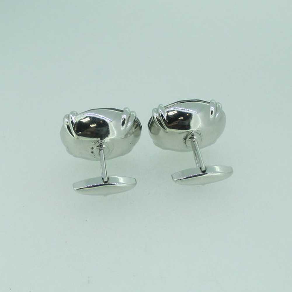 Silver Tone Gray Stone Fashion Cuff Links - image 3