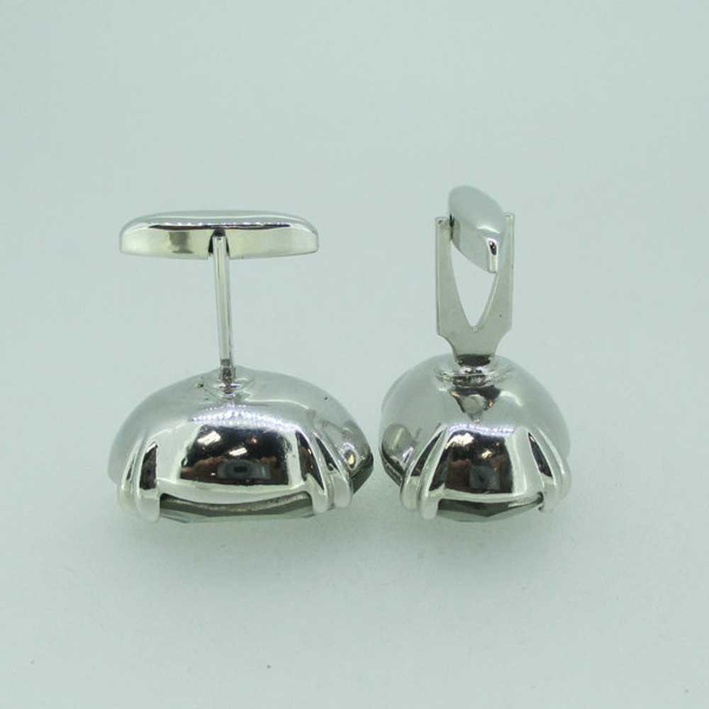 Silver Tone Gray Stone Fashion Cuff Links - image 4