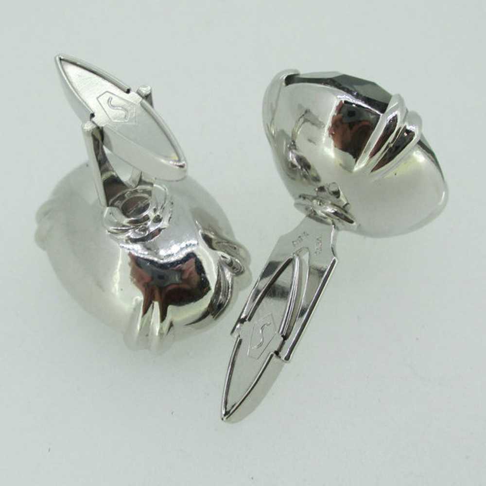 Silver Tone Gray Stone Fashion Cuff Links - image 5