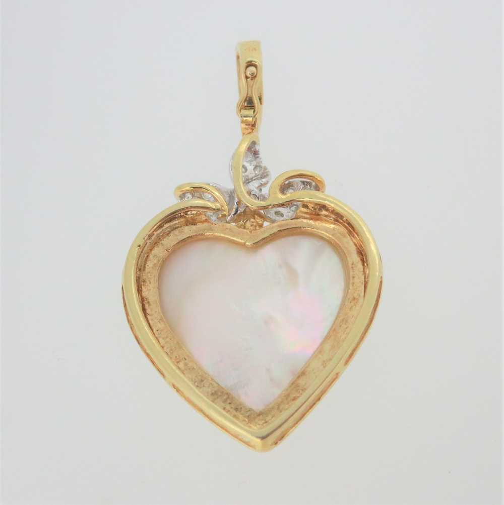 14k Yellow Gold Mobe Pearl Heart Necklace Enhance… - image 5