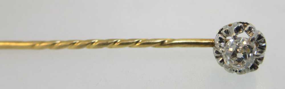 CA 1900 Gold Approx. .25ct Mine Cut Diamond Stick… - image 2