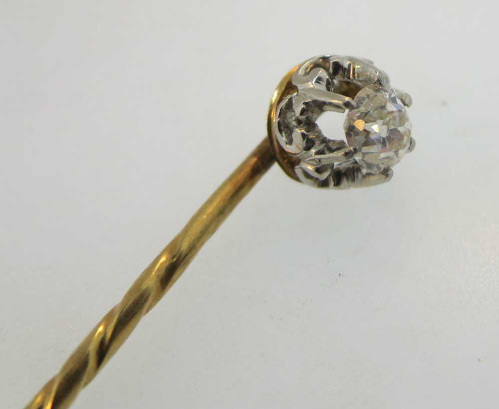 CA 1900 Gold Approx. .25ct Mine Cut Diamond Stick… - image 3