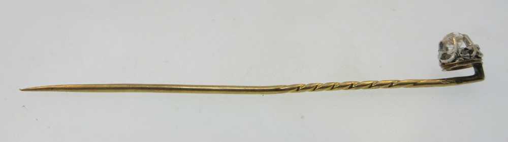 CA 1900 Gold Approx. .25ct Mine Cut Diamond Stick… - image 4