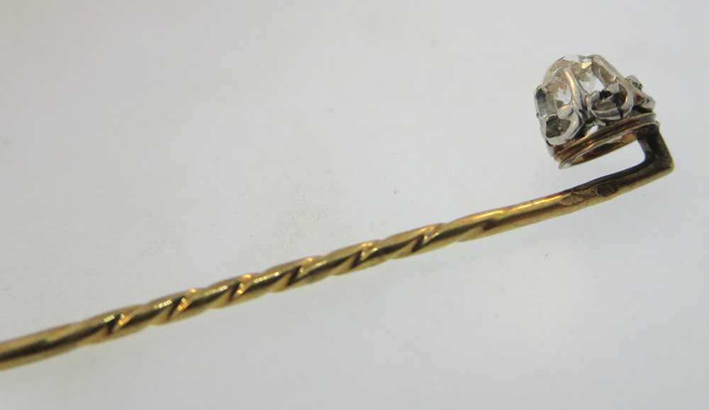 CA 1900 Gold Approx. .25ct Mine Cut Diamond Stick… - image 5