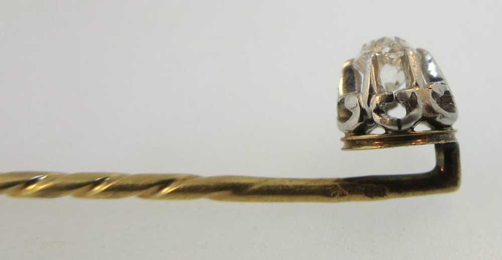 CA 1900 Gold Approx. .25ct Mine Cut Diamond Stick… - image 6