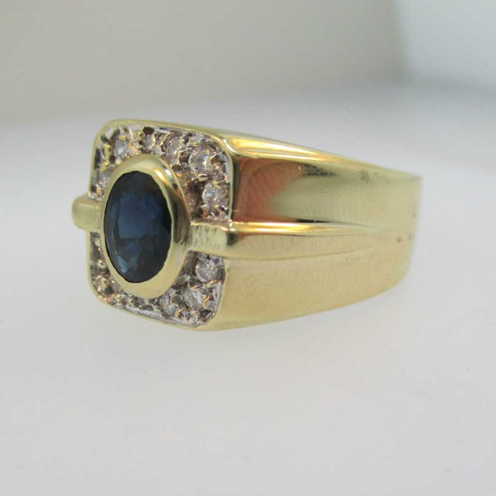 14k Yellow Gold Sapphire and Approx .15ct TW Diam… - image 2