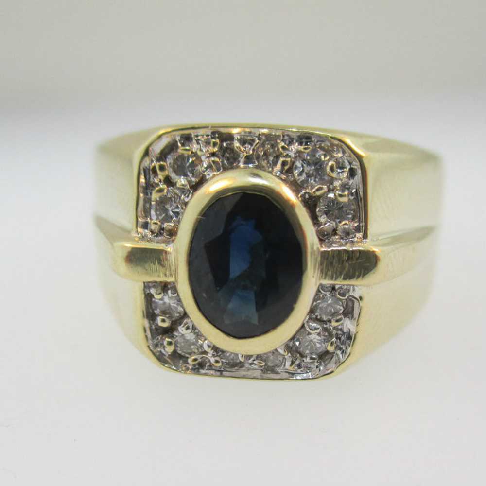 14k Yellow Gold Sapphire and Approx .15ct TW Diam… - image 3
