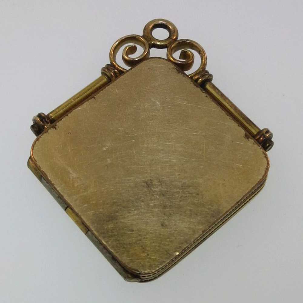Vintage Gold Tone Square Engraved JS Watch Fob Ph… - image 9