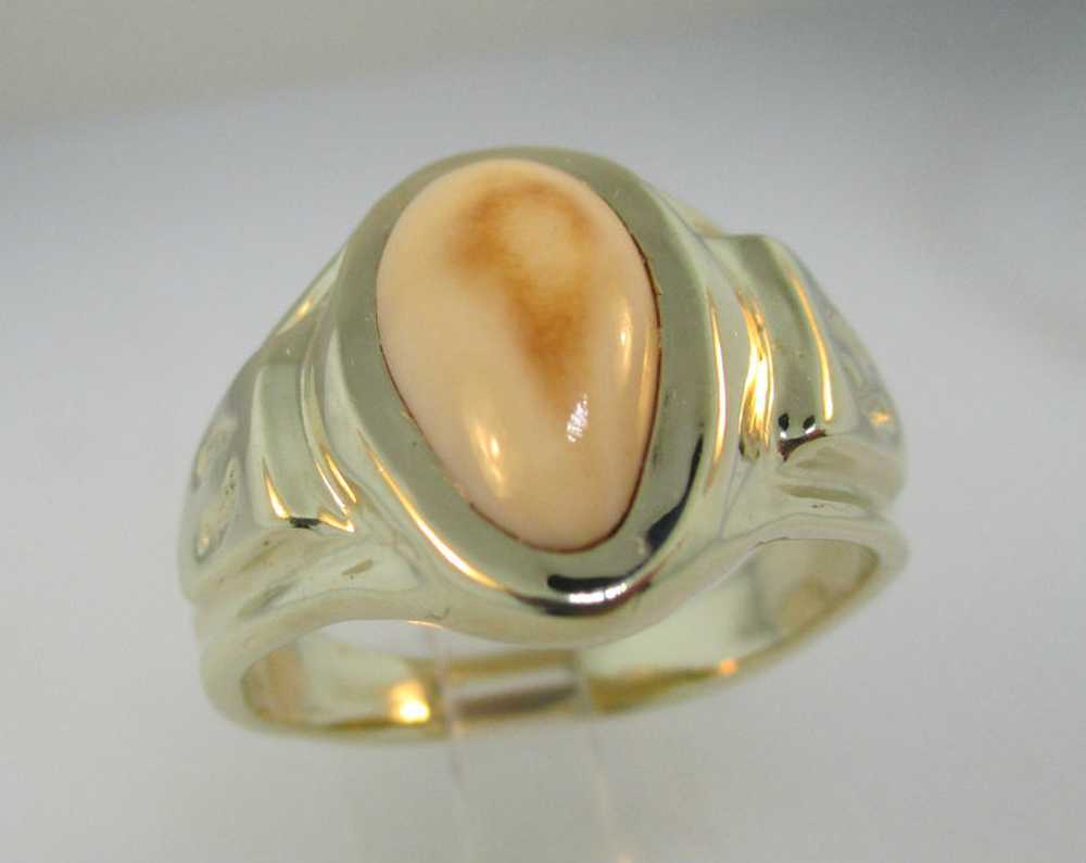 14k Yellow Gold Elk Tooth Ring Size 12 ¾ * - image 1