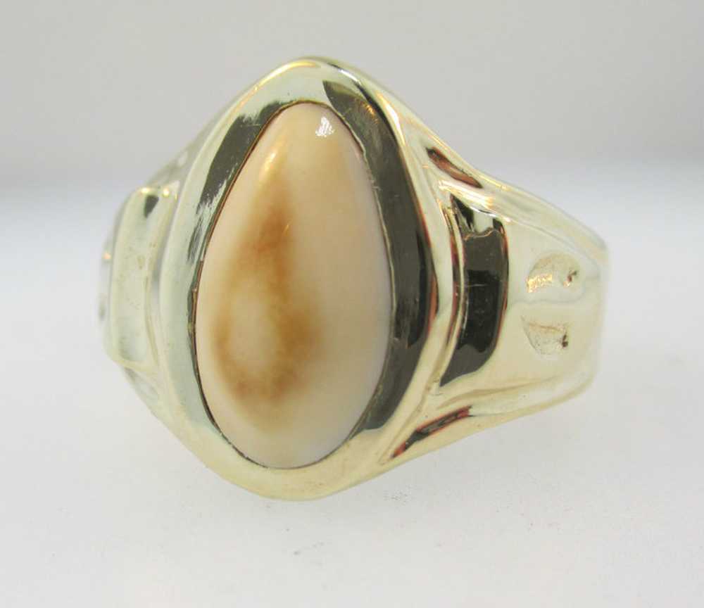 14k Yellow Gold Elk Tooth Ring Size 12 ¾ * - image 3