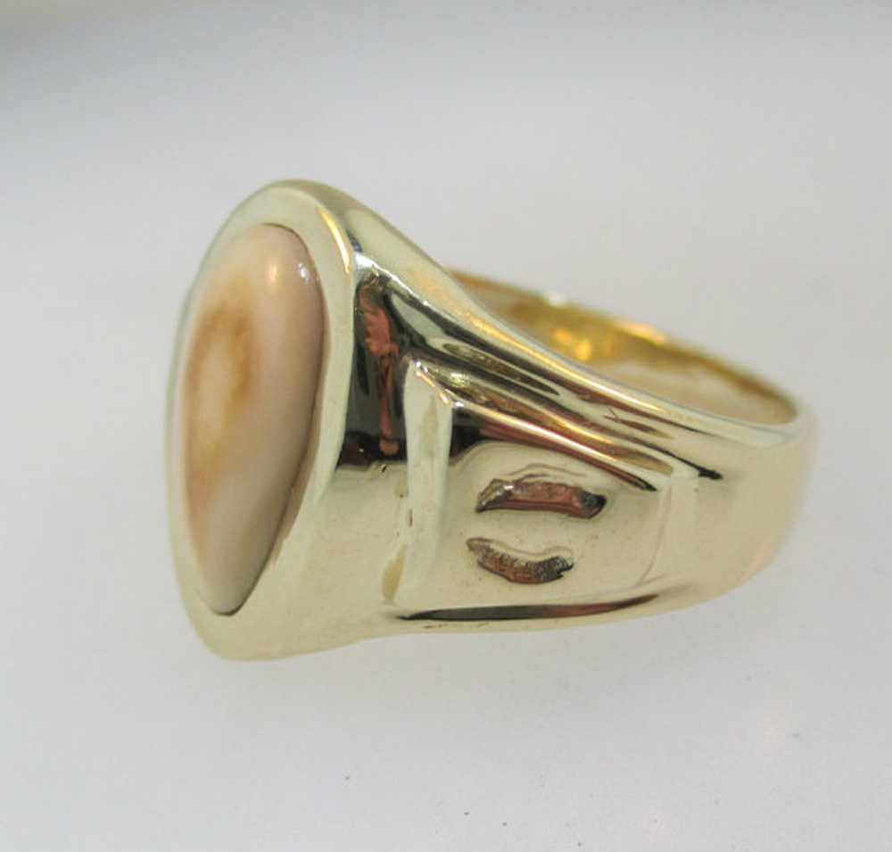 14k Yellow Gold Elk Tooth Ring Size 12 ¾ * - image 7