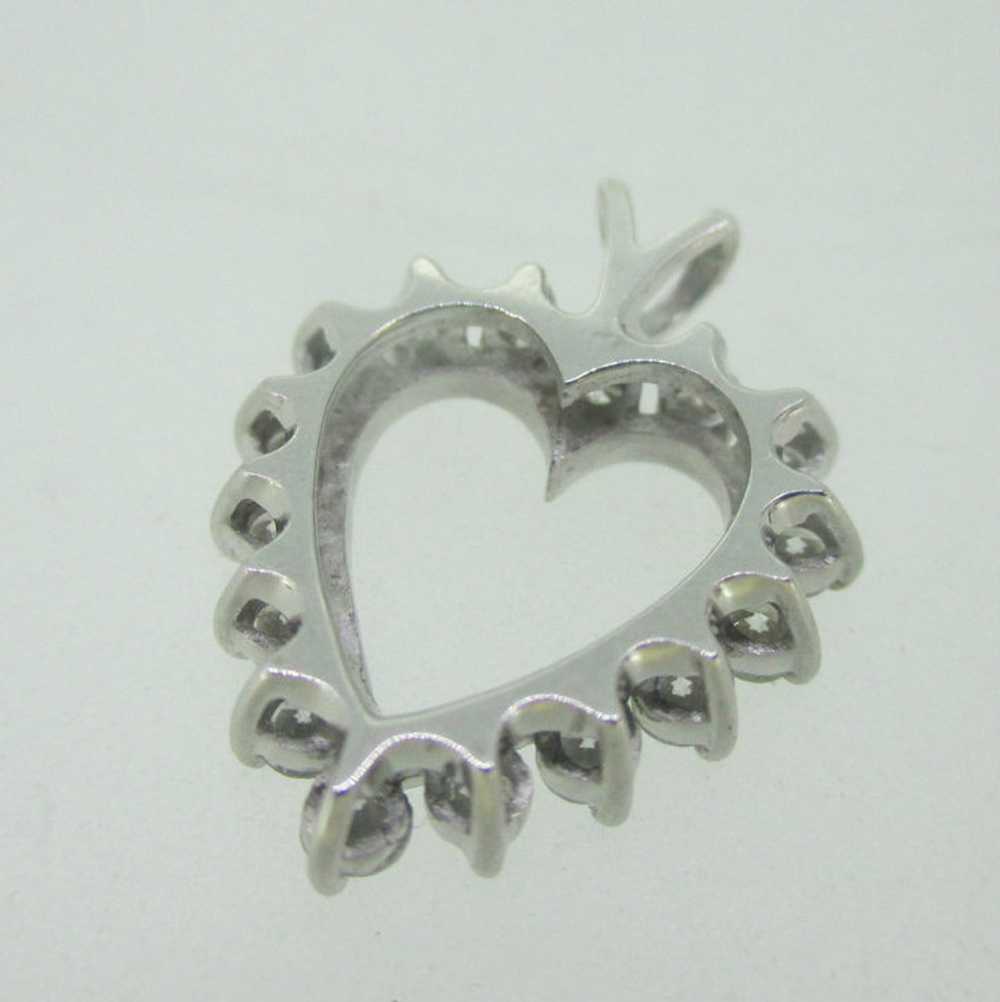 14K White Gold Diamond Open Heart Pendant Approx … - image 3