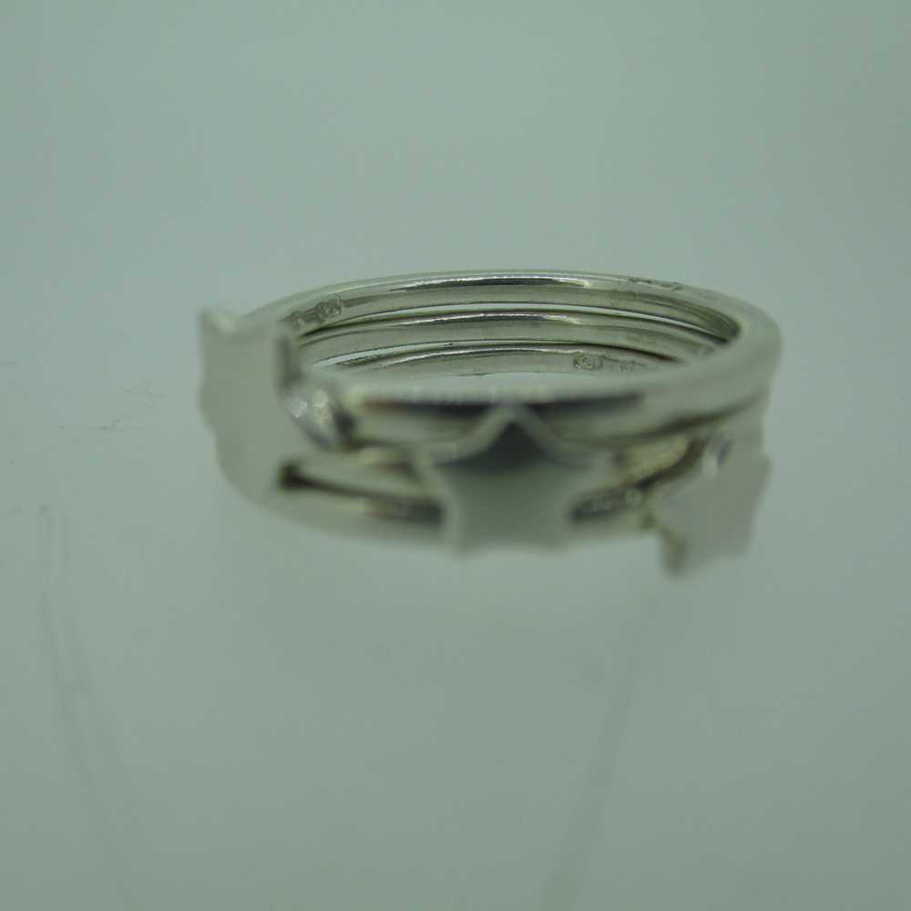 Sterling Silver Stack Ring with Three Stars Size 8 - image 4