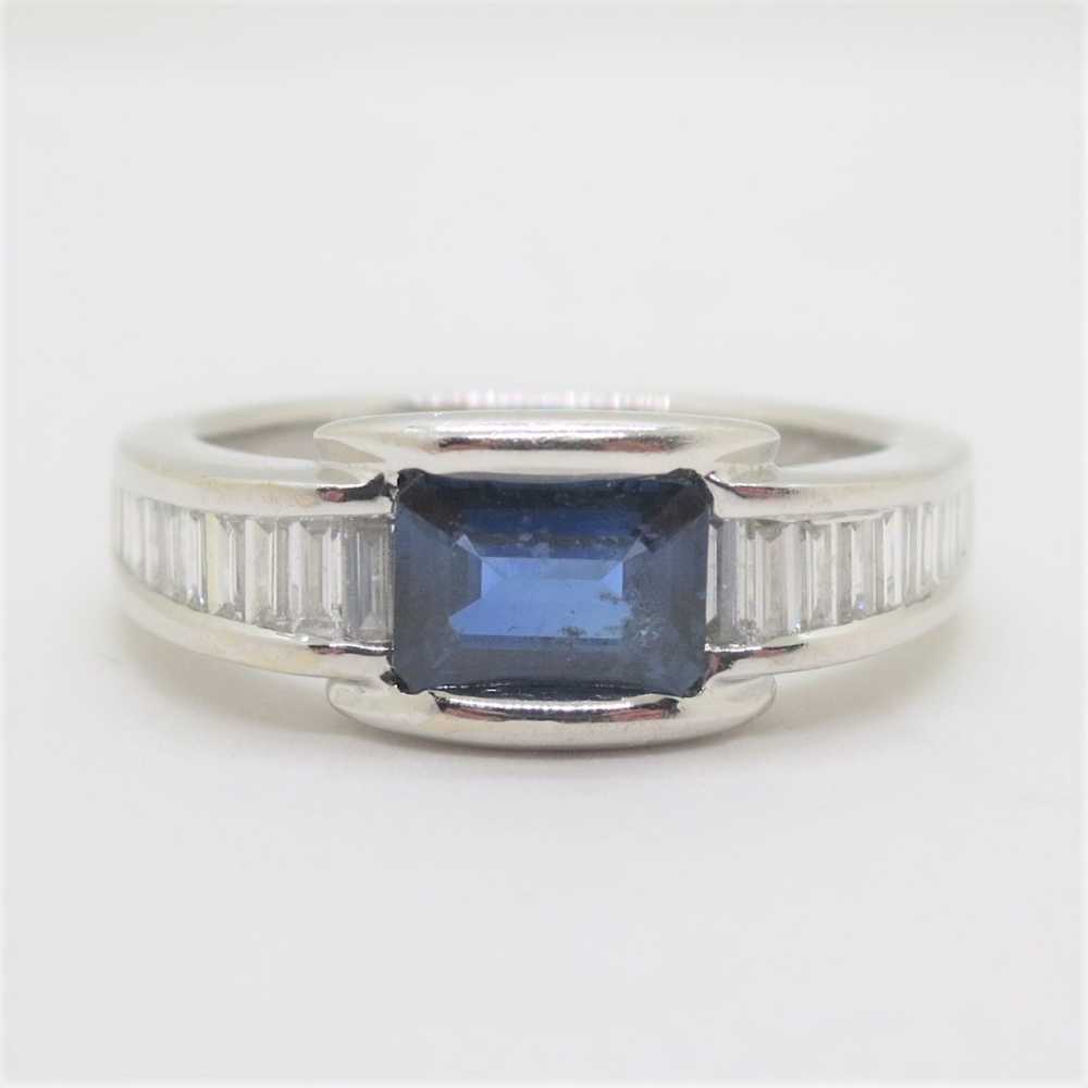18k W Gold Spark 1.05ct Sapphire & Approx 1.0ctTW… - image 1
