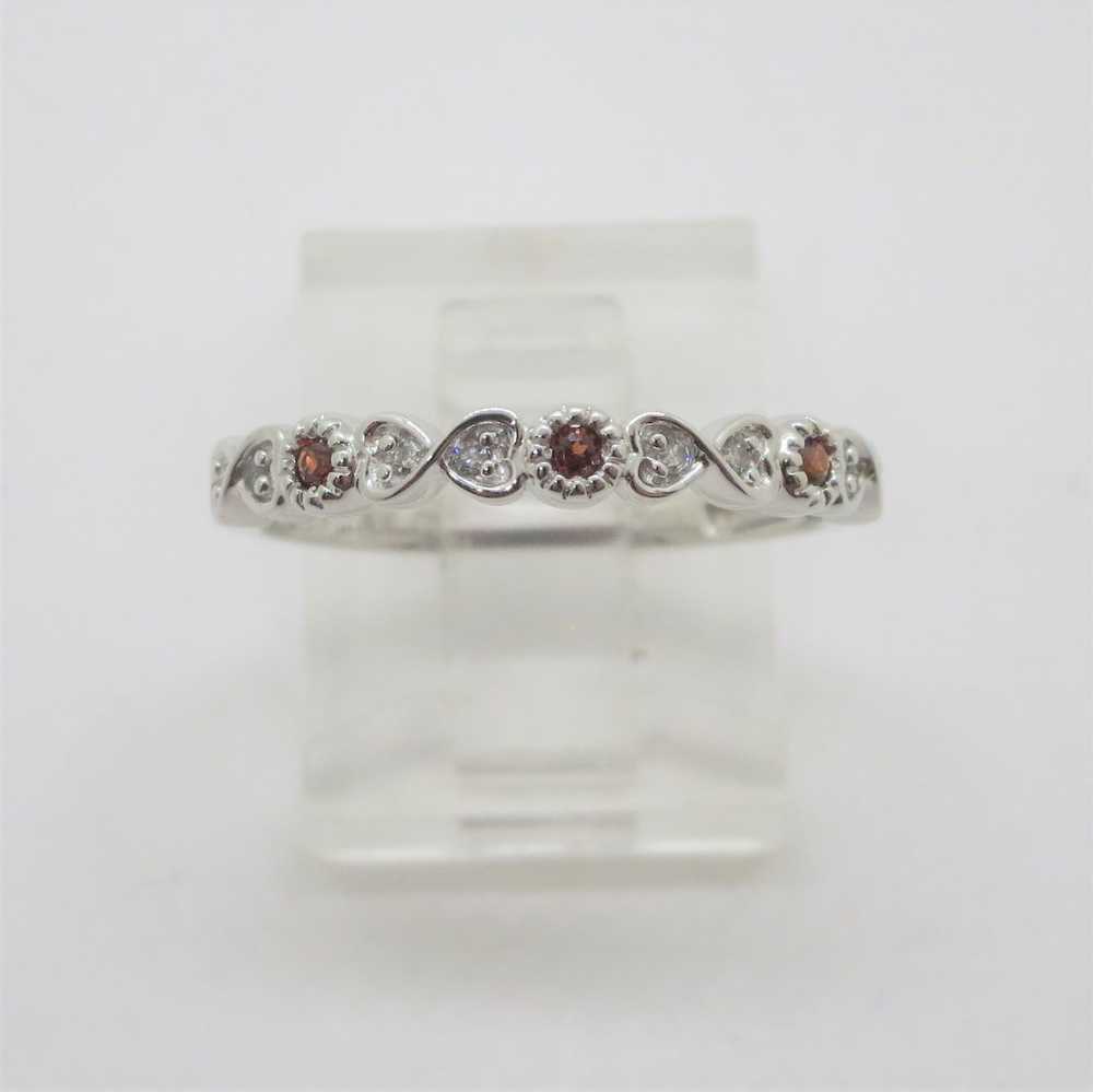 10k White Gold January Birthstone Garnet & Diamon… - image 2