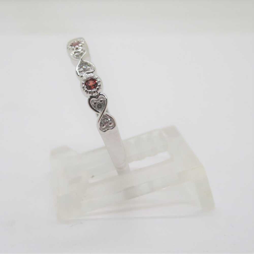 10k White Gold January Birthstone Garnet & Diamon… - image 3