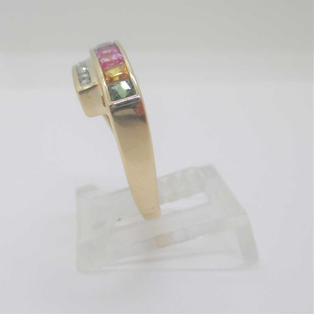 14k Yellow Gold Multicolored Synthetic Sapphires … - image 3