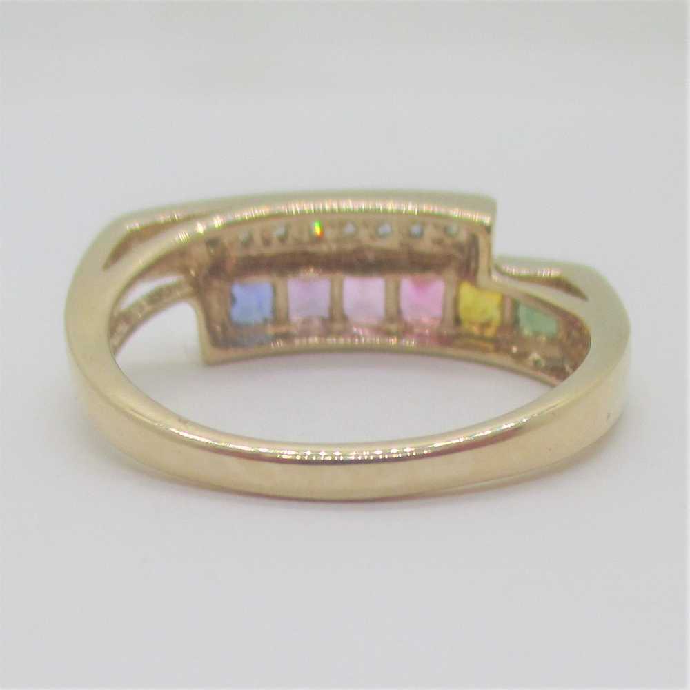 14k Yellow Gold Multicolored Synthetic Sapphires … - image 5
