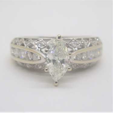 14k White Gold Approx .56ct Marquise Cut Diamond A