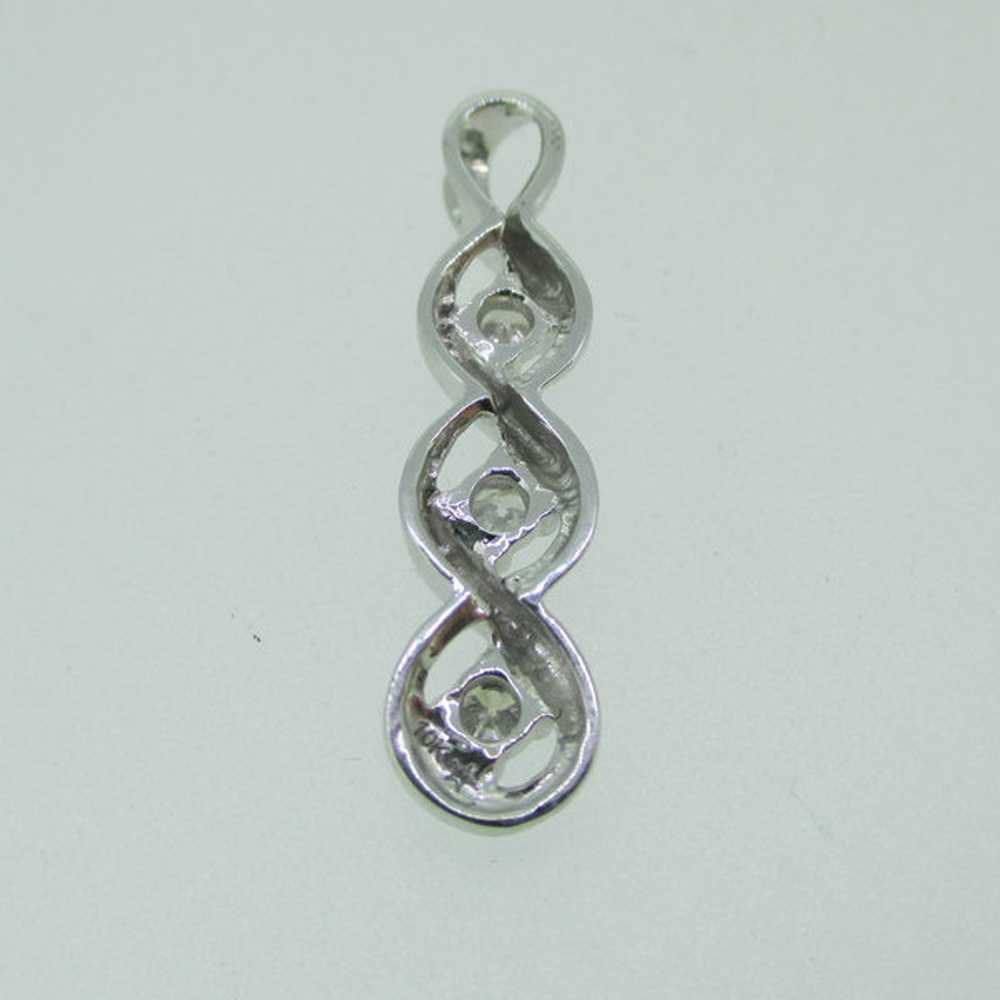 10k White Gold Three Diamond Pendant - image 3