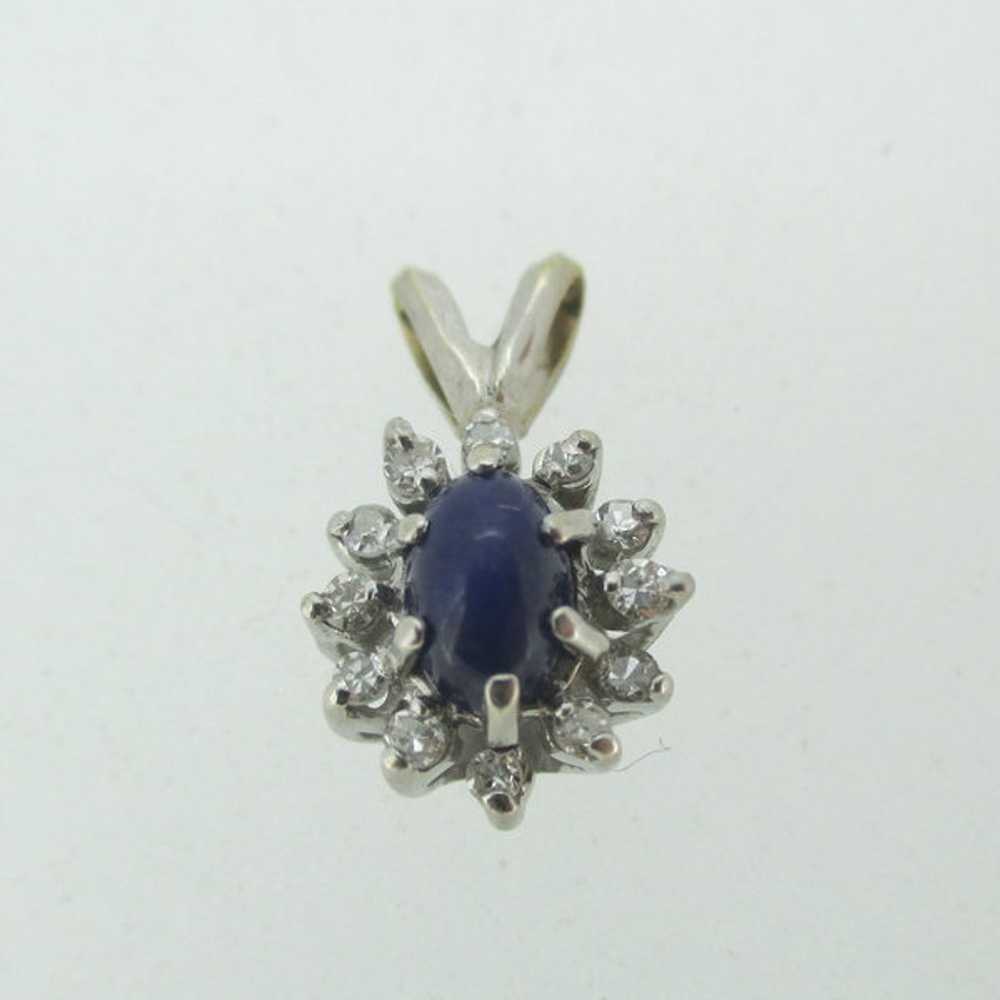 14k White Gold Blue Star Sapphire Pendant - image 1
