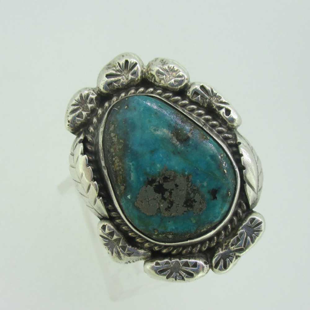 Sterling Silver Southwest Turquoise with Pyrite R… - image 1
