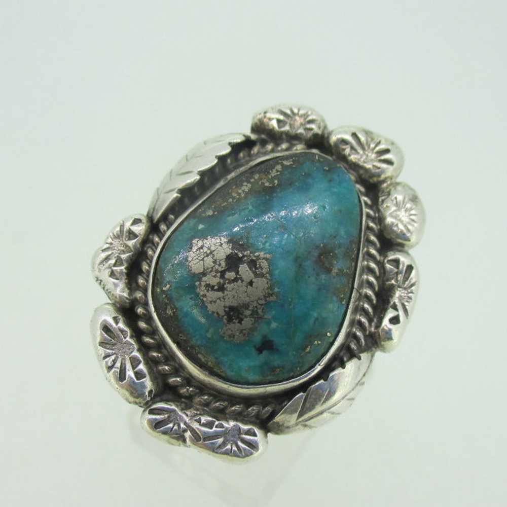 Sterling Silver Southwest Turquoise with Pyrite R… - image 2