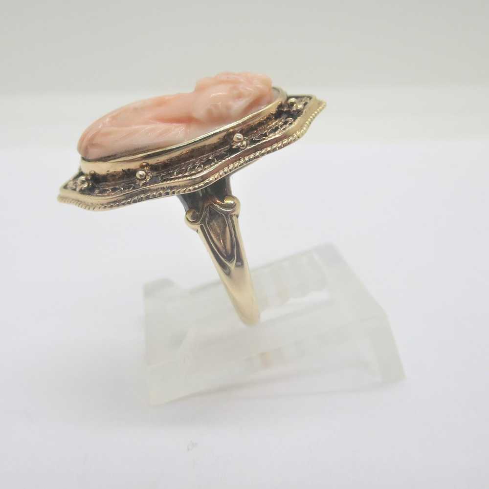 Antique 14k Y Gold Angel Skin Pink Coral Oblong C… - image 2