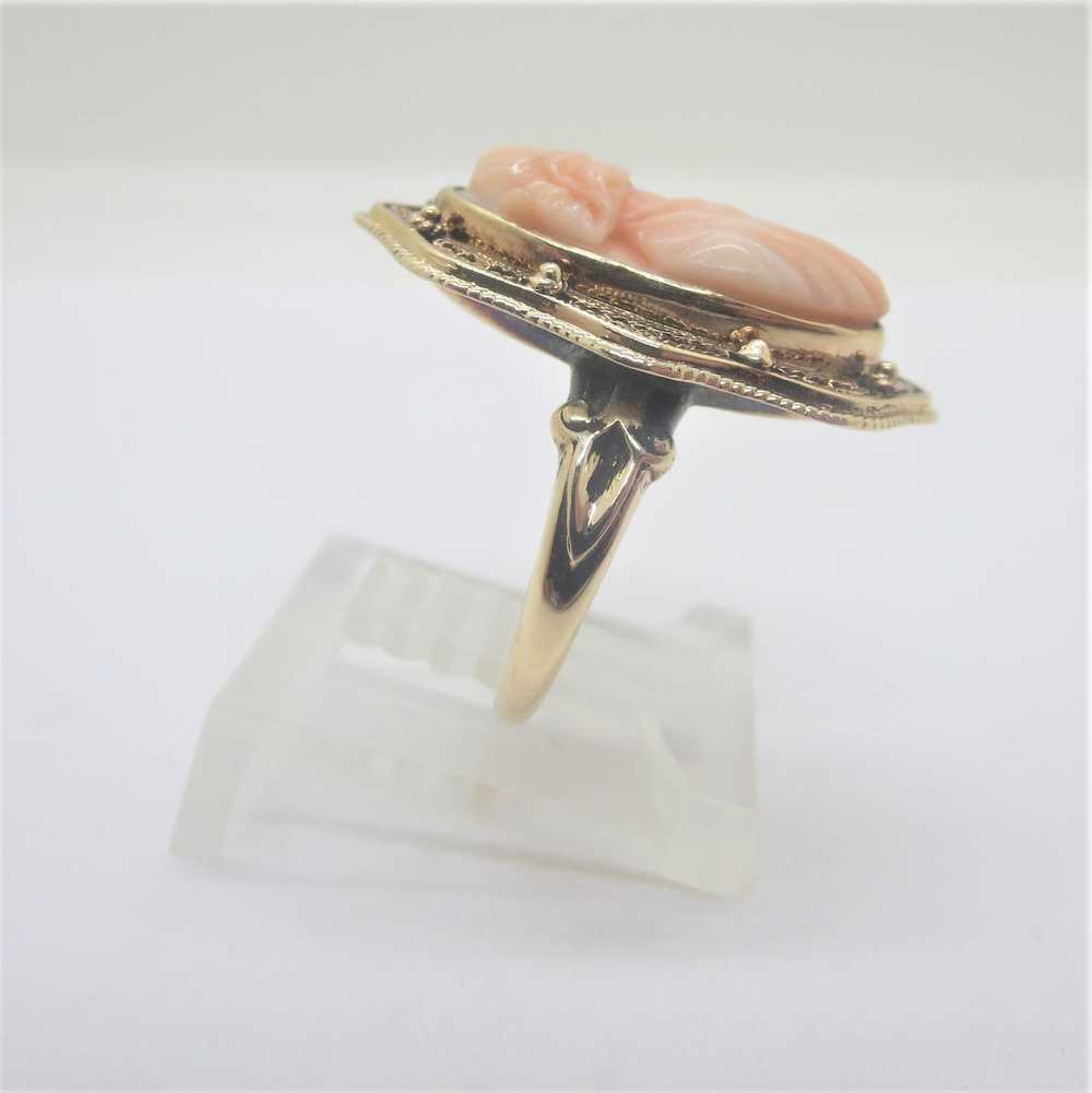 Antique 14k Y Gold Angel Skin Pink Coral Oblong C… - image 3