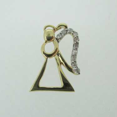 10k Yellow Gold Angel Pendant with Diamond Accent - image 1