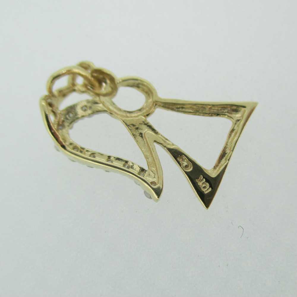 10k Yellow Gold Angel Pendant with Diamond Accent - image 4