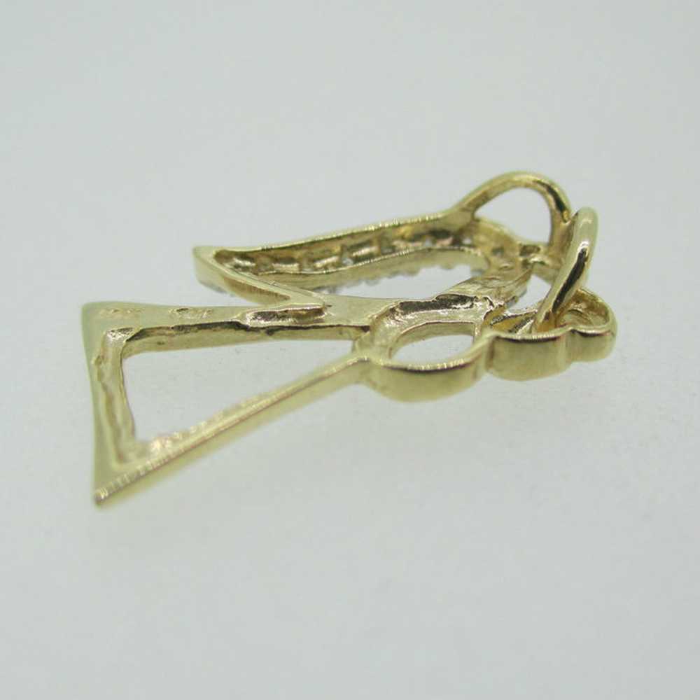 10k Yellow Gold Angel Pendant with Diamond Accent - image 7