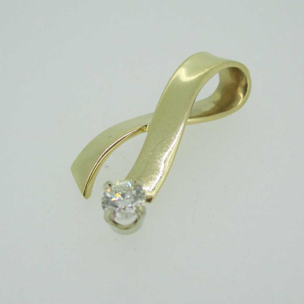 14k Yellow Gold Ribbon Pendant with Approx .40ct … - image 2