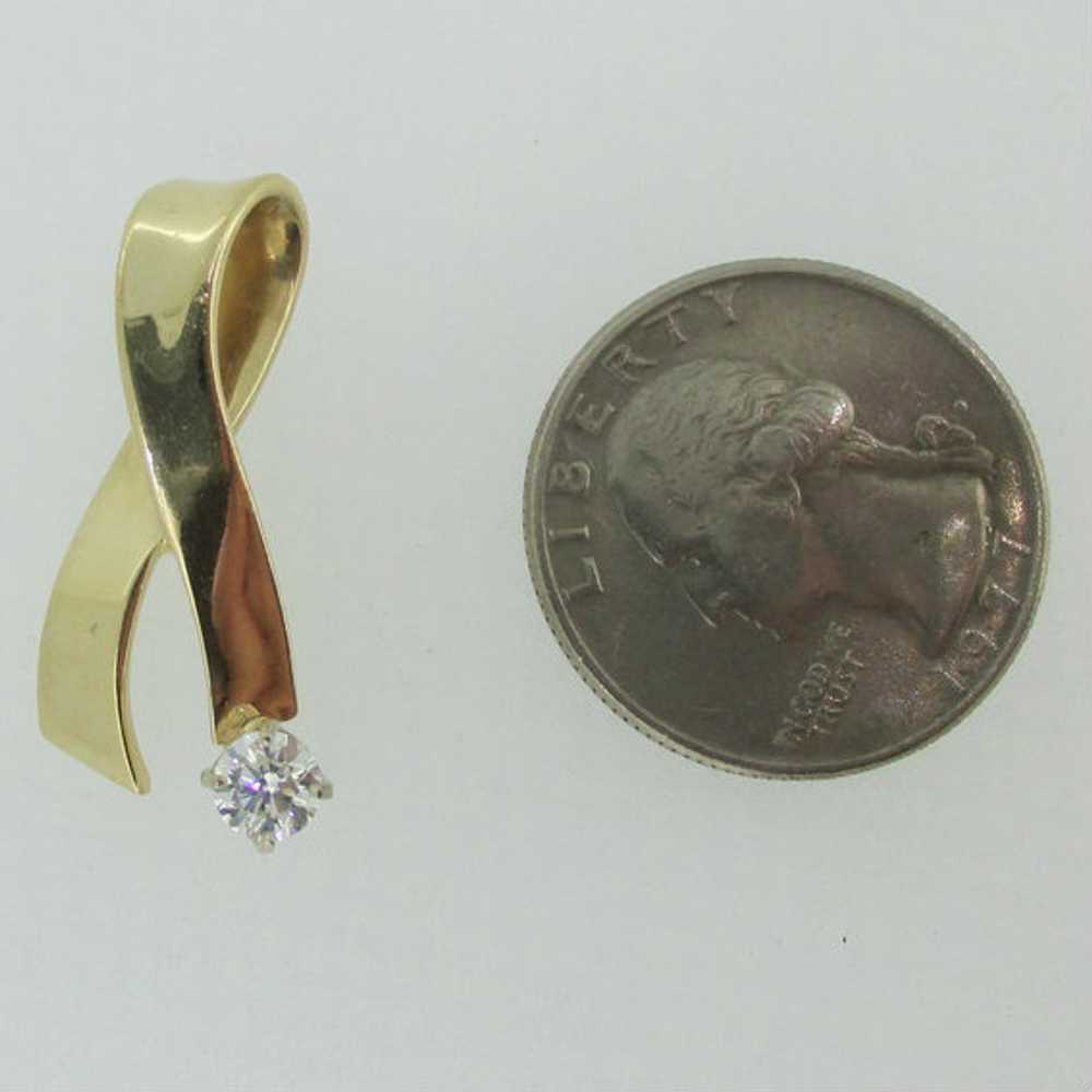 14k Yellow Gold Ribbon Pendant with Approx .40ct … - image 3