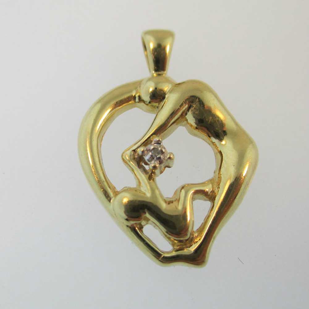 10k Yellow Gold Diamond Accented Mother and Child… - image 1
