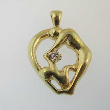 10k Yellow Gold Diamond Accented Mother and Child 