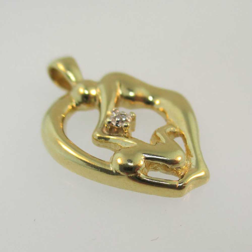 10k Yellow Gold Diamond Accented Mother and Child… - image 2