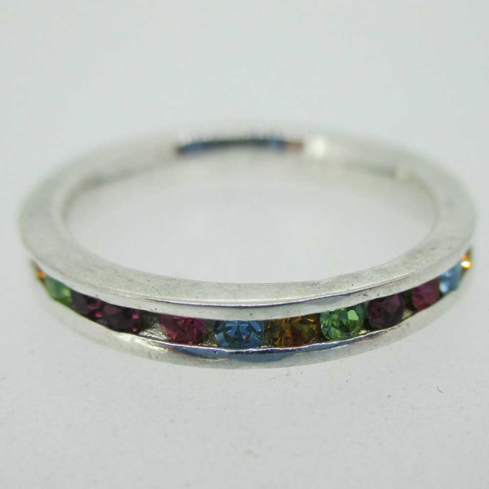 Sterling Silver Multi Color Rhinestone Stone Eter… - image 2