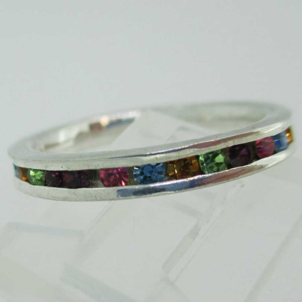 Sterling Silver Multi Color Rhinestone Stone Eter… - image 3