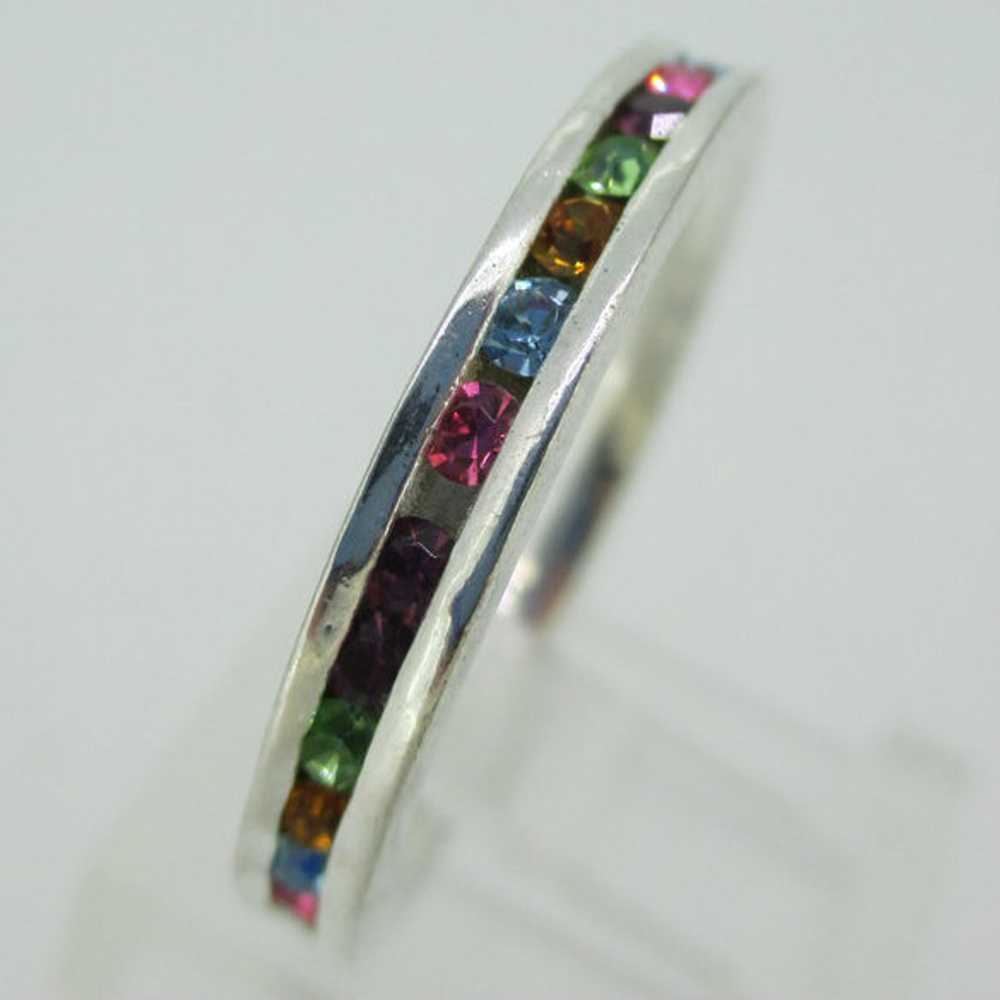 Sterling Silver Multi Color Rhinestone Stone Eter… - image 4