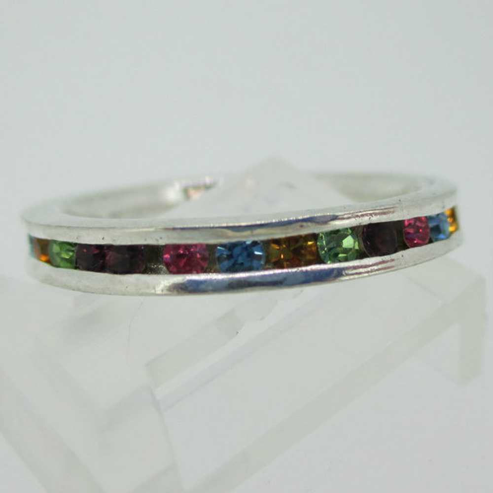 Sterling Silver Multi Color Rhinestone Stone Eter… - image 6