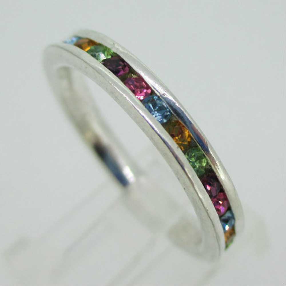 Sterling Silver Multi Color Rhinestone Stone Eter… - image 7