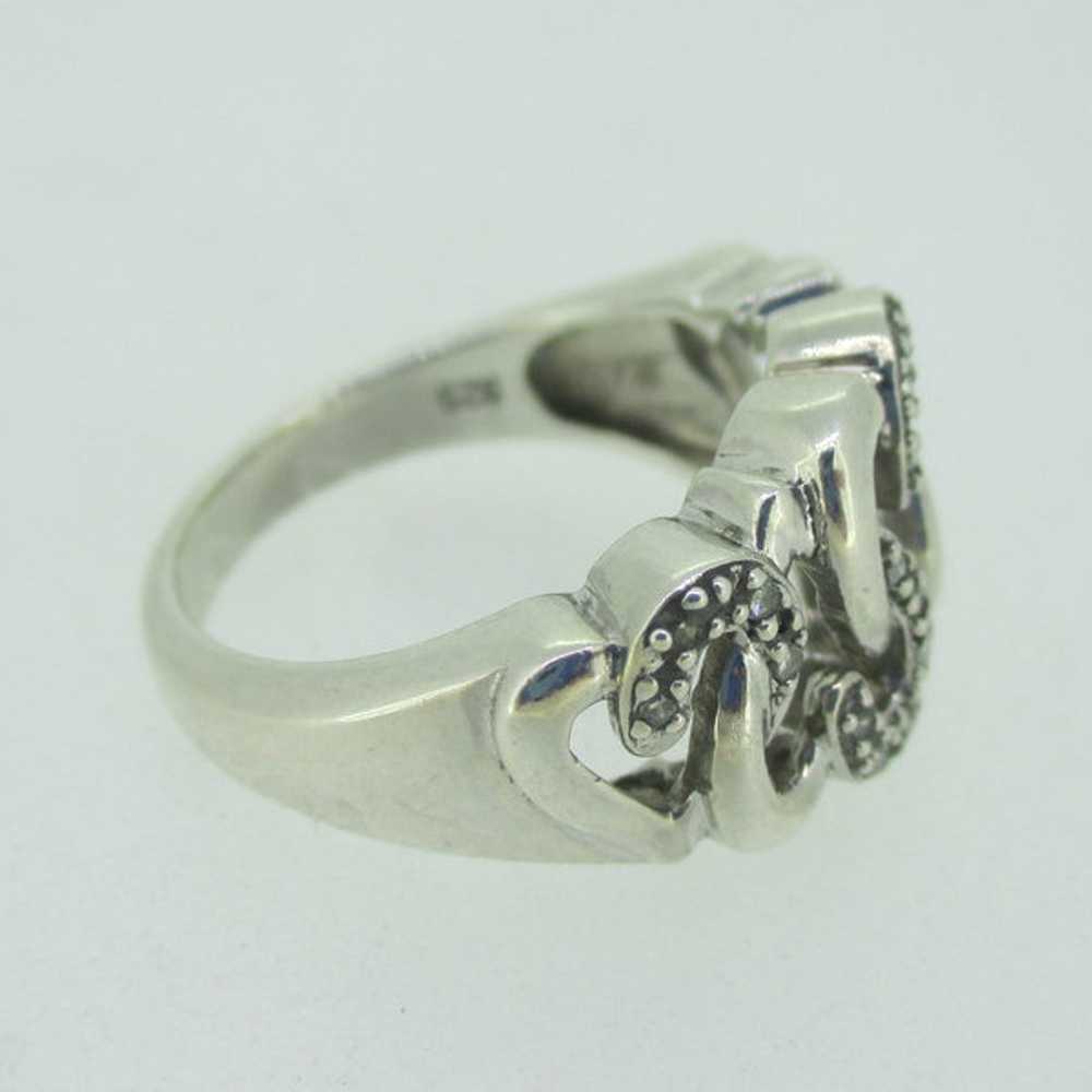 Sterling Silver Interlocking Diamond Hearts Ring … - image 5