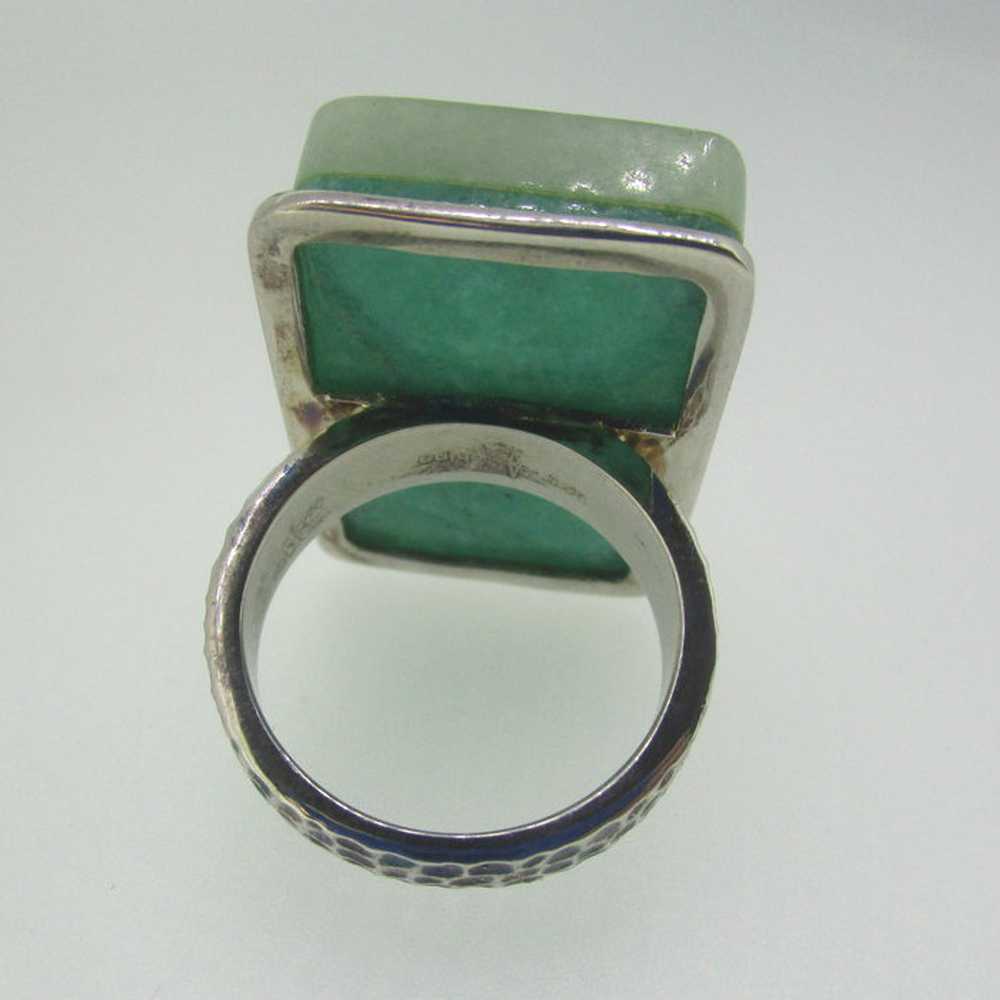 Sterling Silver Jadeite Chinese Symbol Ring Size … - image 5